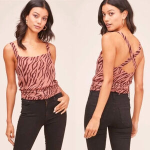 ASTR The Label Zebra Animal Print Tank Top Blouse Size S